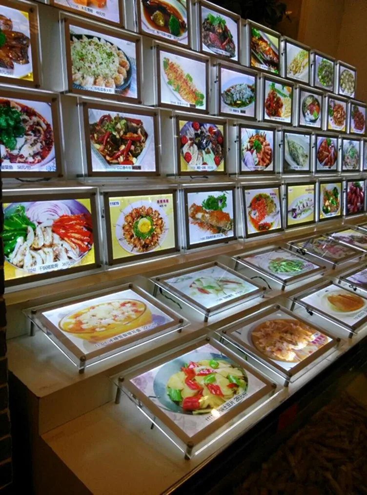 Ресторанная меню доска LED подсветкой акриловый дисплей для плакатов рамки А4