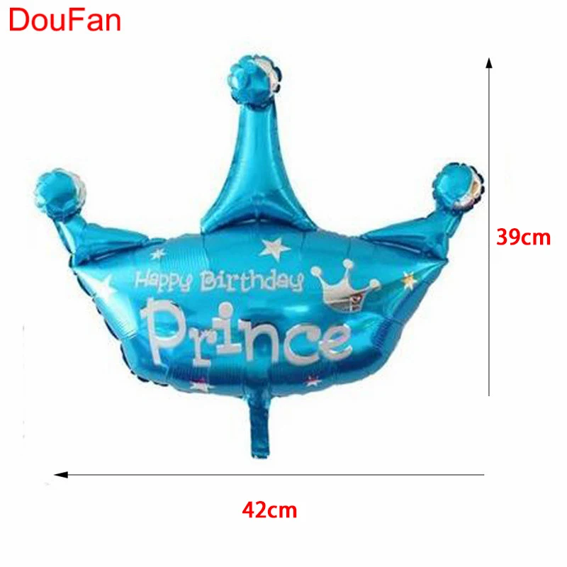 2 шт с днем рождения Принцесса Корона воздушный шар голубой принц розовый