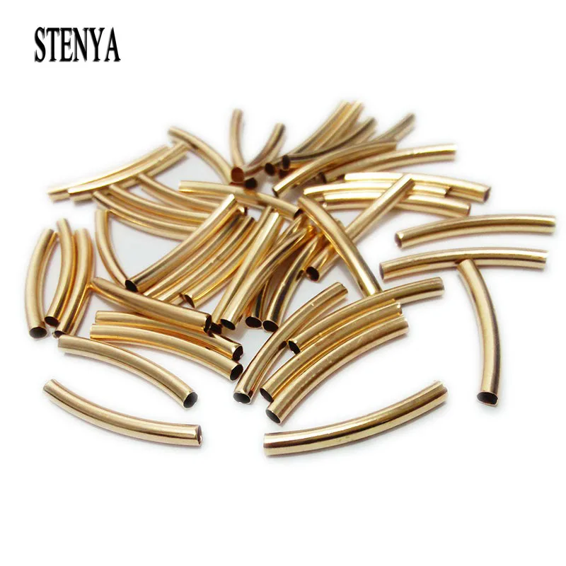 STENYA Straight Tube Beads Jewelry Making Leather Cord Rope Metal Chains Necklace Clasp Choker Findings Spacer Connector Tubes|necklace
