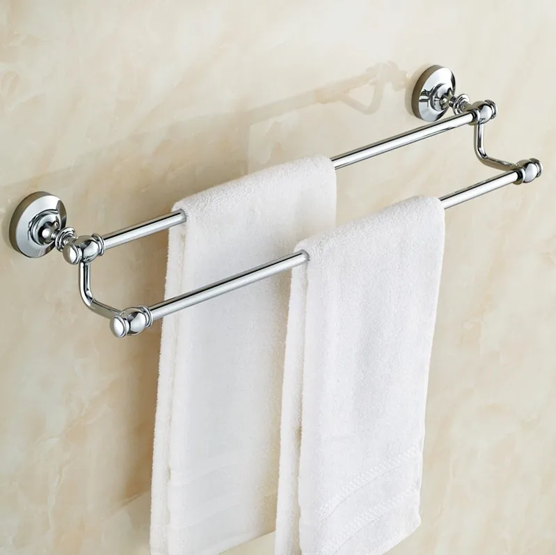 Double Towel Bar Набор аксессуаров для ванной комнаты, хромированный полированный держатель для зубных щеток, держатель для бумаги, держатель для полотенец, аксессуары для ванной комнаты BD617 - Цвет: Double Towel Bar