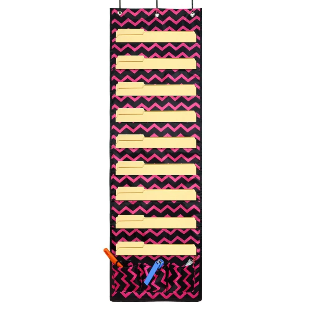 

Godery Wall Pocket Chart Organizer, School Pocket Chart 9 Large Pockets 3 Small Pockets & 3 Hangers, Multi-Purpose Wall Hanging
