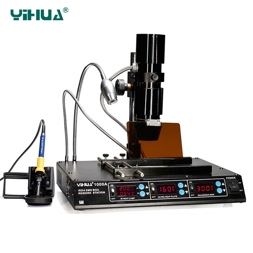 

Паяльная станция YIHUA 1000A, паяльная станция BGA, инструменты для ремонта материнской платы ноутбука, инфракрасная станция BGA 110 В 220 В, ЕС, США