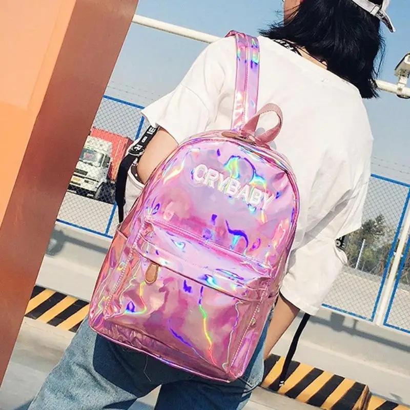 Уличный хип поп голографический женский рюкзак с буквами и лазерной голограммой