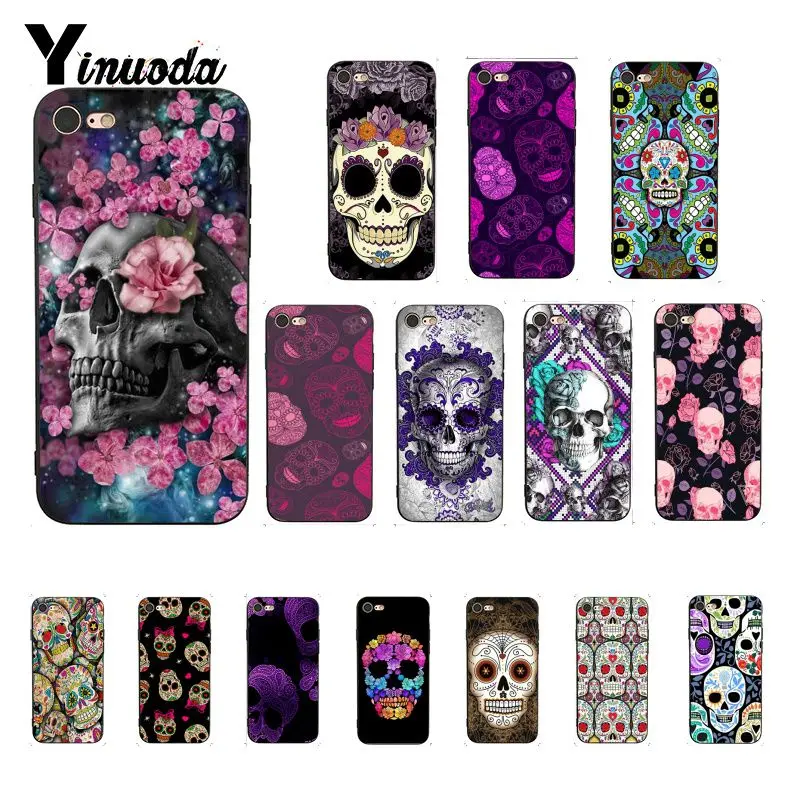 Yinuoda цветок череп Мода Новинка чехол для телефона Fundas iphone 8 7 6 6S 6Plus 5 5S SE XR X XS MAX Coque
