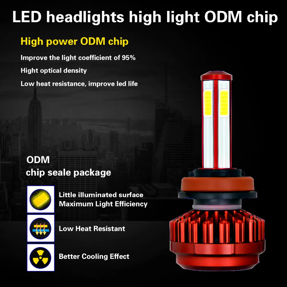LEADTOPS 2шт Мини H4 H7 светодиодный автомобильный фонарь 9005 9006 HB3 HB4 H8 H9 автомобильные