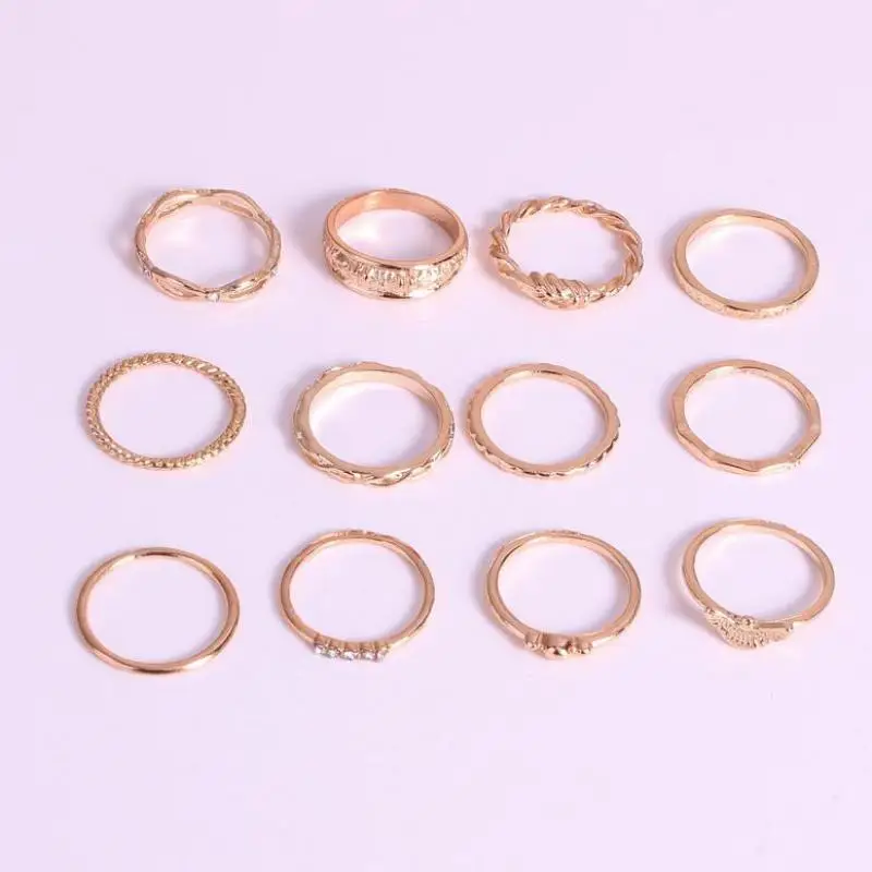 Utrend 12 шт./компл. Anillos летние богемные наборы колец для женщин винтажные золотые