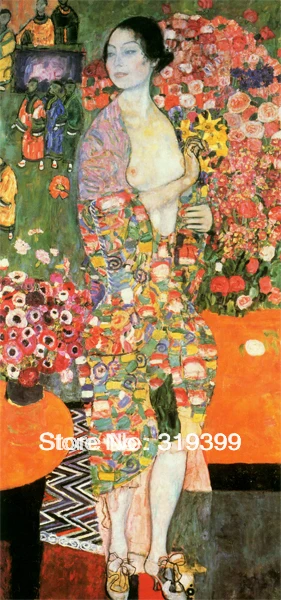 

Oil Painting reproduction on Linen Canvas,The Dancer (formerly Ria Munk II),Free DHL ship ,handmade, Gustav Klimt oil painting