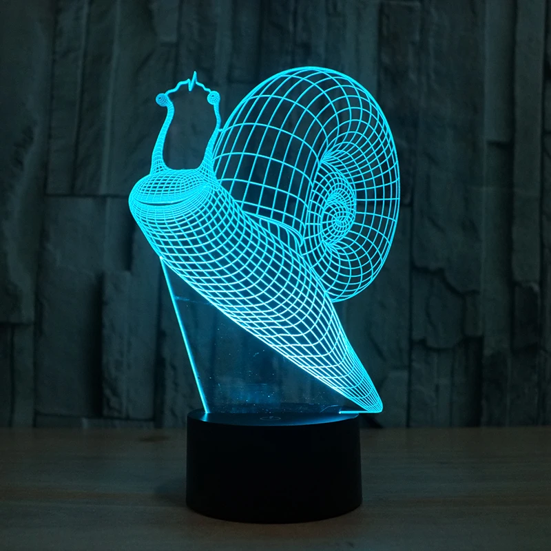 Мультяшные животные 3D улитки красочные ночные 7 меняющихся цветов для детской