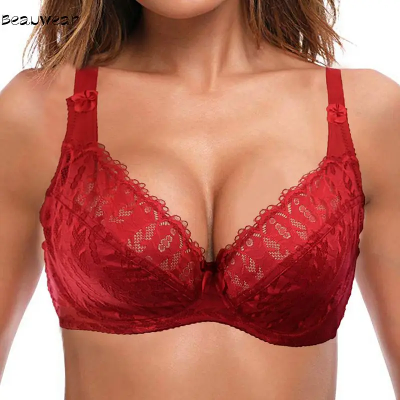 Beauwear, женский кружевной бюстгальтер с цветочным принтом, бюстгальтер размера плюс, топ, нижнее белье, сексуальное нижнее белье, бюстгальтер без косточек, B C D DD E, чашка