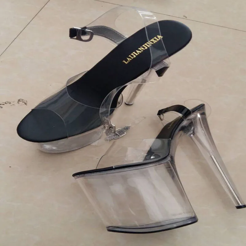 Новинка прозрачные сандалии 8 дюймов соблазнительная обувь для стриптиза