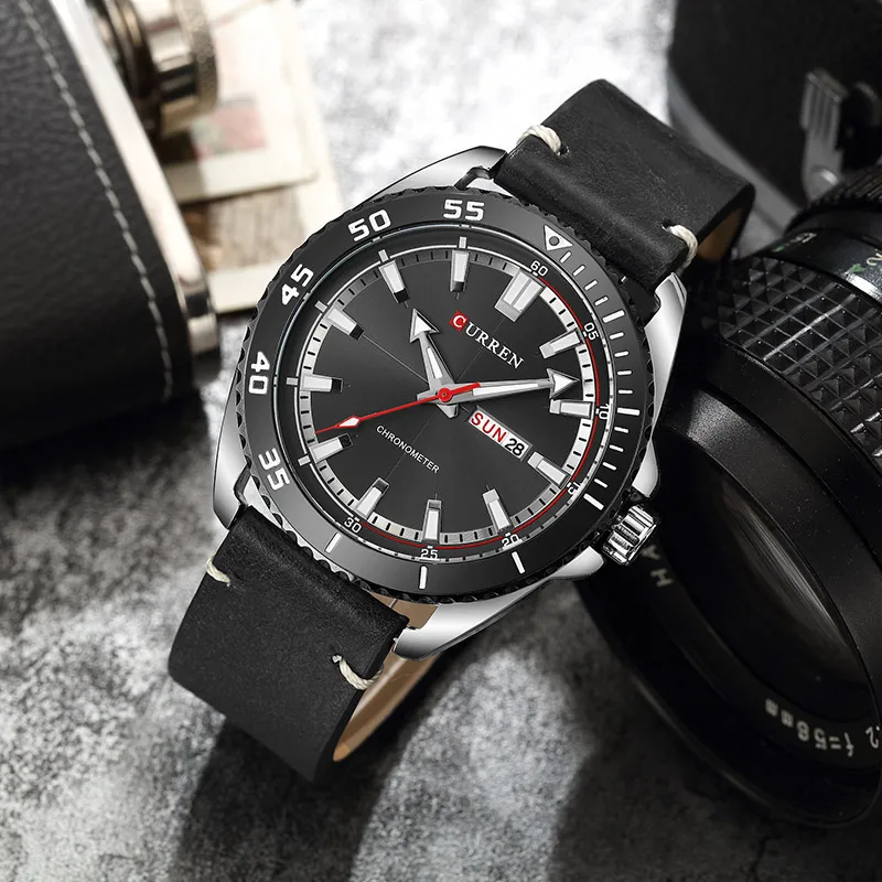 2018 new CURREN 8272 Top Brand Luxury watch men week date display Fashion Leather Quartz Wrist Watches relogio masculino | Наручные часы