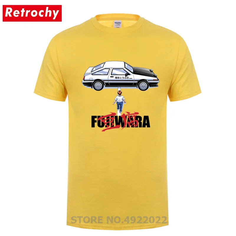 Японская аниме Fujiwara Initial D Drift Car футболка Классический комикс AE86 футболки Homme