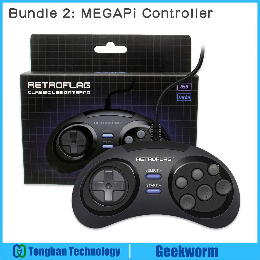 Bundle 2 MEGAPi чехол Retroflag Retropie MD Raspberry Pi игровая консоль+ USB проводной геймпад игровой контроллер для Raspberry Pi 3 Model B+(плюс - Цвет: Bundle 2