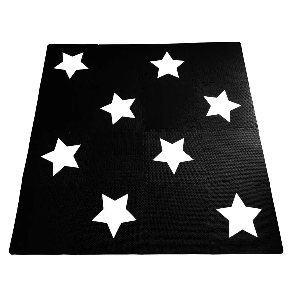 Black Black Star Матовые коврики черный белый мир для детей, eva пенопластовый игровой коврик-головоломка блокирующий половик коврик 16 плитка коврик для детей игрушки бесплатные края - Цвет: Black Black Star