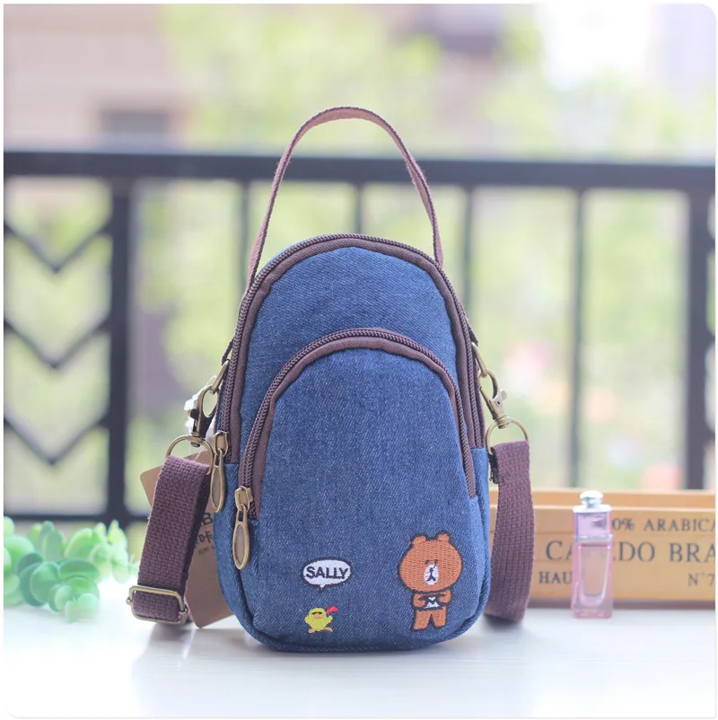 Bear-blue Повседневные женские холщовые сумки с мультяшным медведем Тоторо, маленькая сумка на плечо для девушек, сумки на молнии для мобильных телефонов, большая ВМЕСТИТЕЛЬНОСТЬ - Цвет: Bear-blue