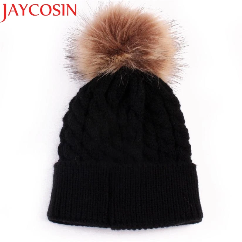 Skullies Beanies/милые зимние детские шапки для новорожденных; вязаная шапка с помпонами; шерстяная шапка с помпонами; Прямая поставка; высокое качество; S30