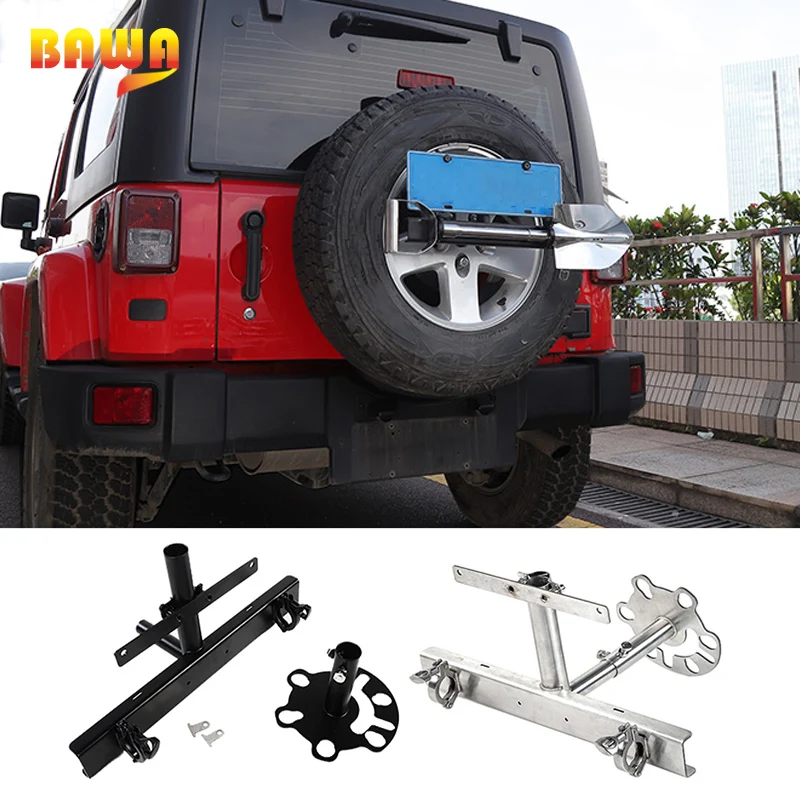 

License Plate Holder Spare Tire Carrier Flag Bracket for Jeep Wrangler for Suzuki Jimny Off-road Vehicle Outdoor Tool Holder