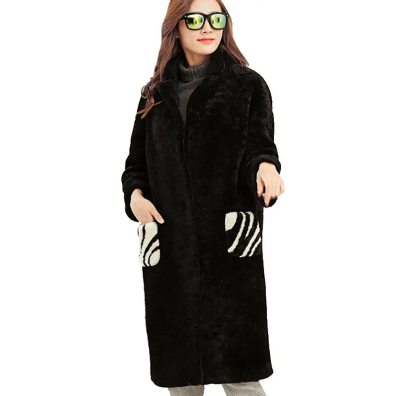 2017 зимние Для женщин Шуба дамы с длинным рукавом теплые куртки мода