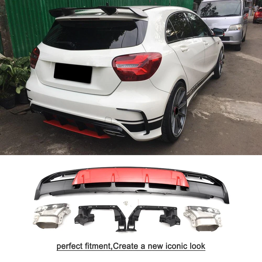 Задний диффузор из АБС пластика спойлер для бампера с выхлопом Mercedes Benz A Class W176 A45