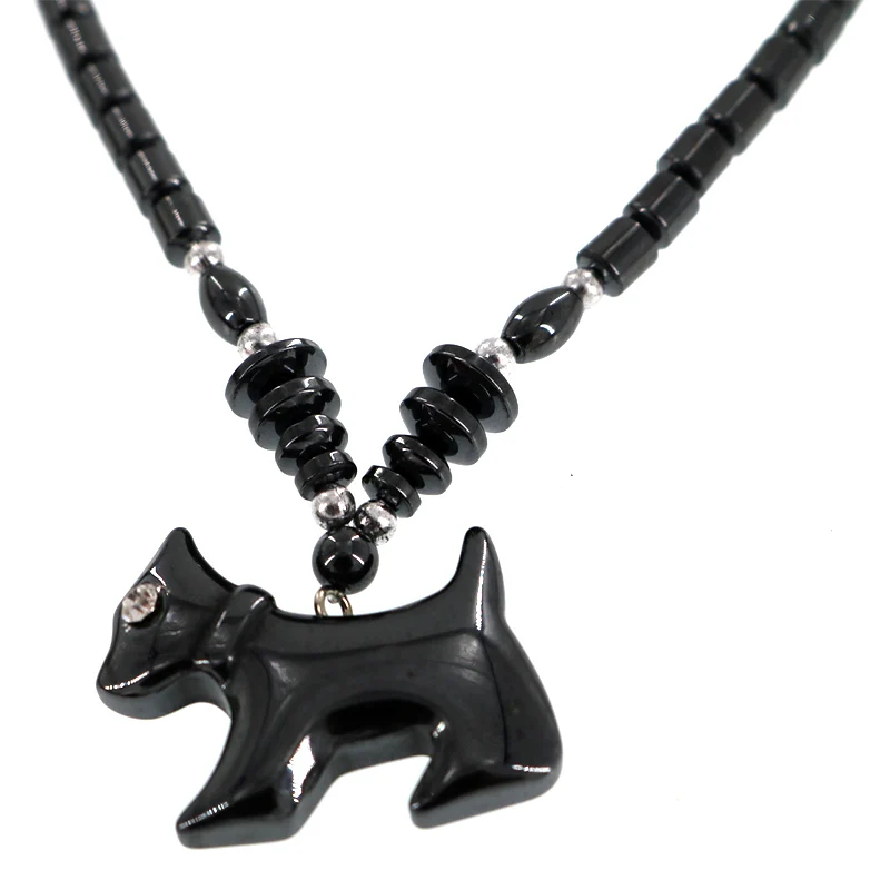 Модное ожерелье с подвеской в виде черной сердолической собаки подарочной