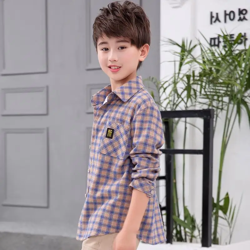 Plaid Shirts For Boys Tops Autumn Children Clothing Teenager Outerwear Kids Blouse Infant Toddler Boy Shirts Chemise Garcon - Цвет: 12