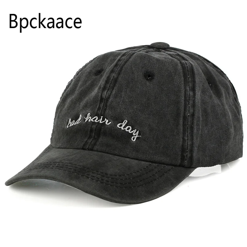 Bpckaace Лето 2018 джинсовые женские бейсболка буквы Вышитые Регулируемая Ретро Cap