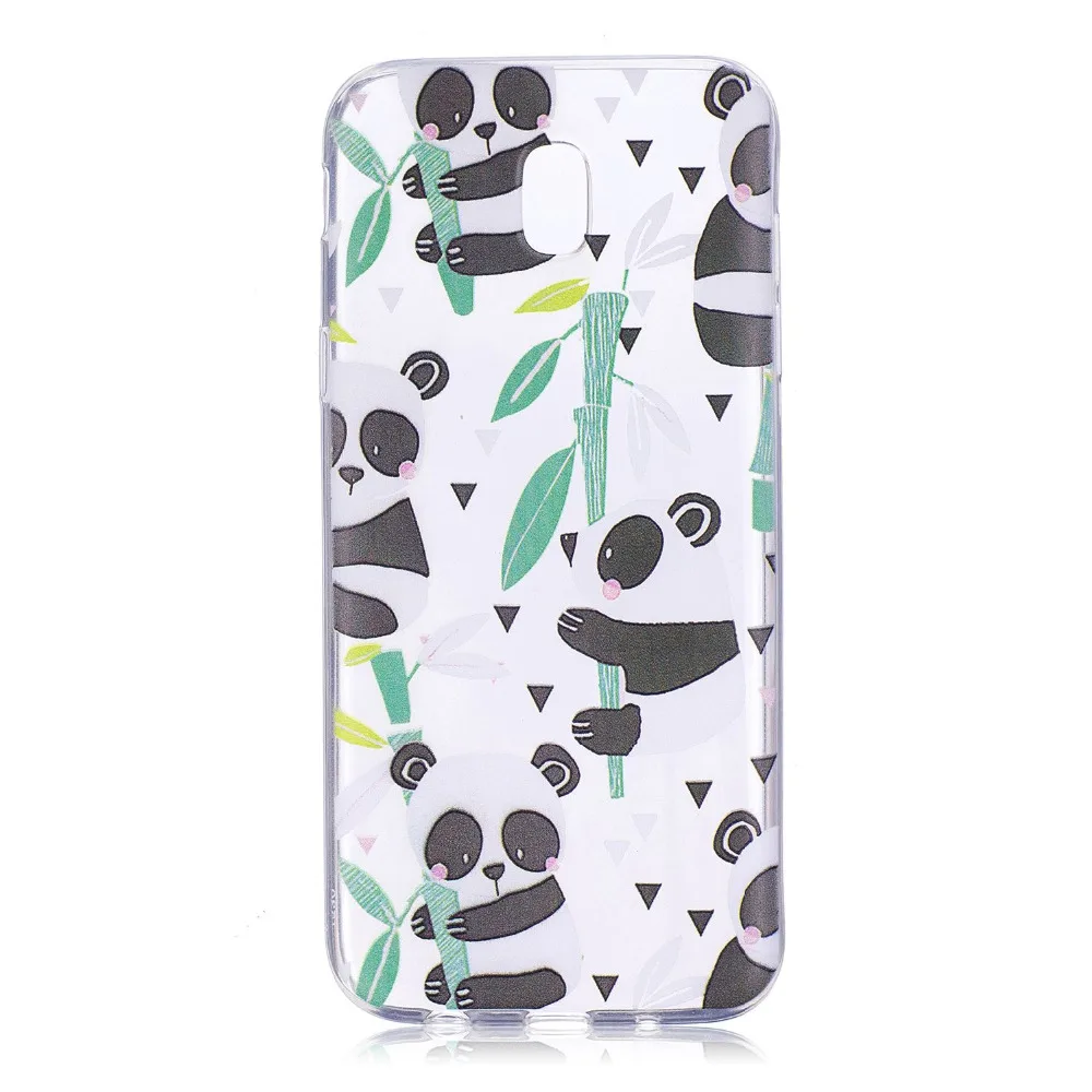 Для Coque Samsung J7 2017 J730F Мягкие TPU крышка Кошка Лошадь с принтом панды силиконовые