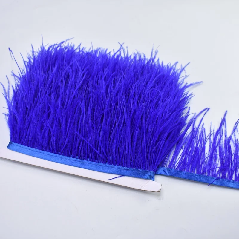 Royal blue 1 м/лот, отделка из порошковой кожи, страусиное перо, 8-10 см, цветные перья, лента, рукоделие, шитье, сделай сам, платье, свадебное украшение - Цвет: Royal blue