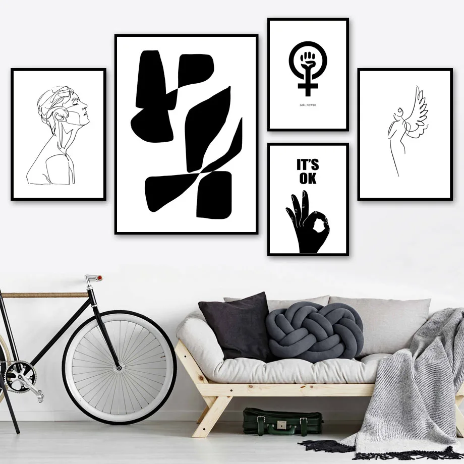 

Abstract Woman Line Hand Love Nordic Posters And Prints Wall Art Canvas Painting Black White Wall Pictures For Living Room Decor