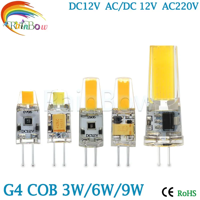 Светодиодный COB светильник G4 G9 3 Вт 6 9 постоянный ток/переменный ток 12 В 220