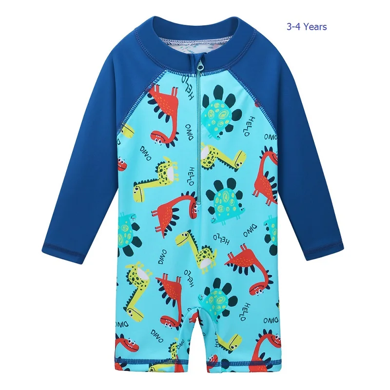 3-4 Years Dinosaur BAOHULU/Одежда для купания для маленьких мальчиков; UV50+ детская одежда для купания; купальные костюмы для мальчиков; Цельный Детский купальный костюм; пляжная одежда - Цвет: 3-4 Years Dinosaur