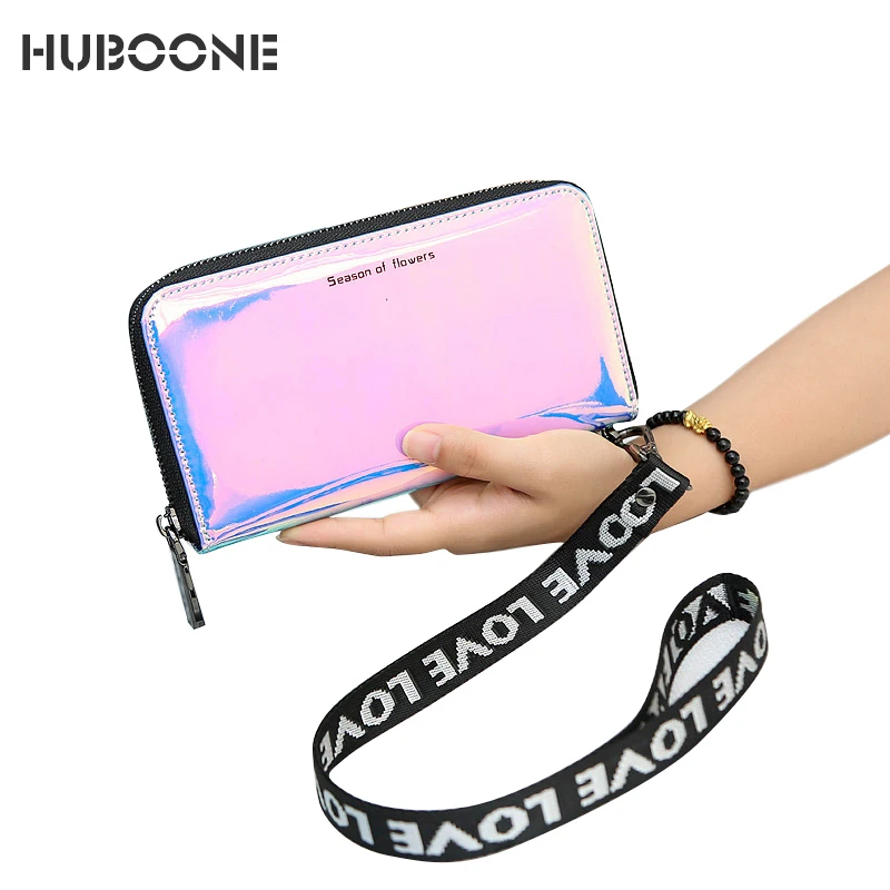 Женские кошельки Lanyard Laser голографический кошелек женские длинные женский клатч
