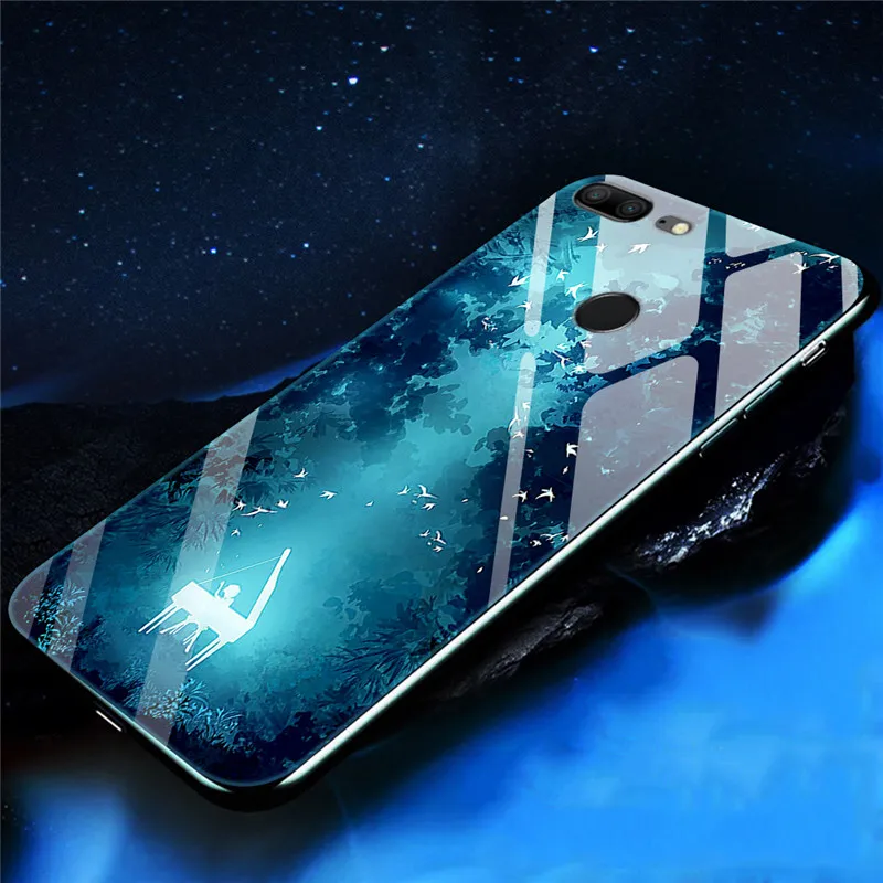 Чехол для Huawei Honor 8A P30 Pro Lite жесткий стеклянный чехол из поликарбоната с узором