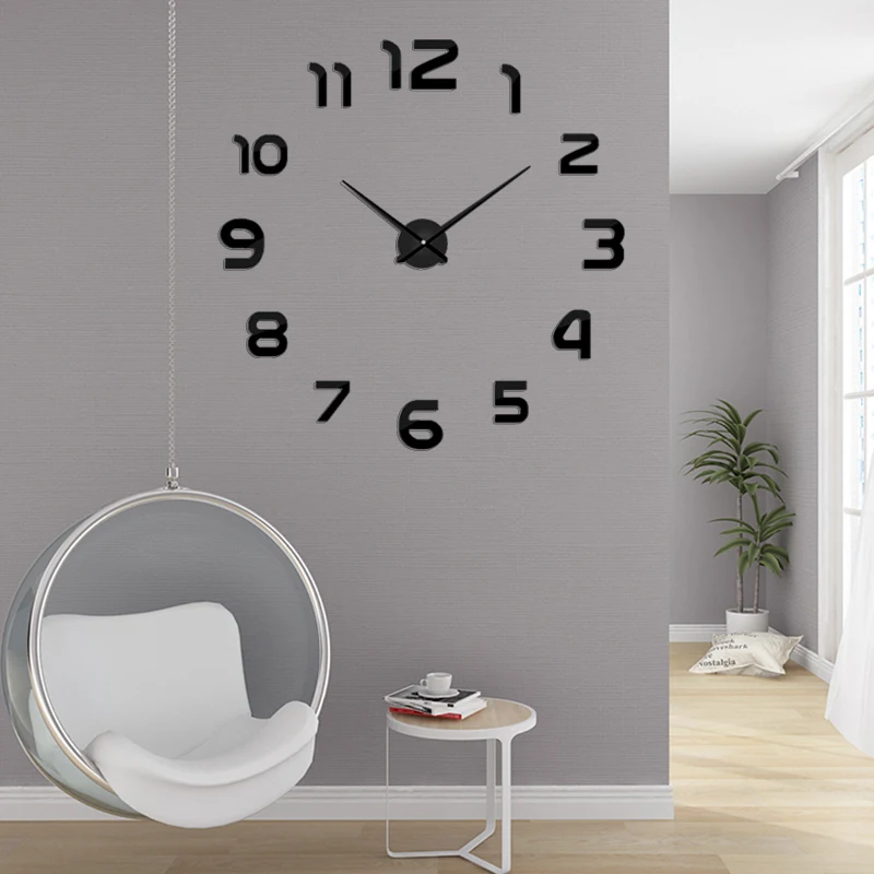 Металлические современные настенные часы DIY акриловые металлические зеркальные
