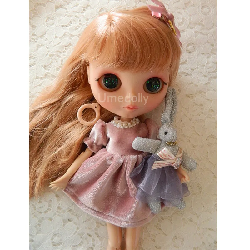 1 комплект, милое розовое платье+ головной убор+ кролик, одежда для Blyth, Licca, Azone 1/6, аксессуары для кукольной одежды