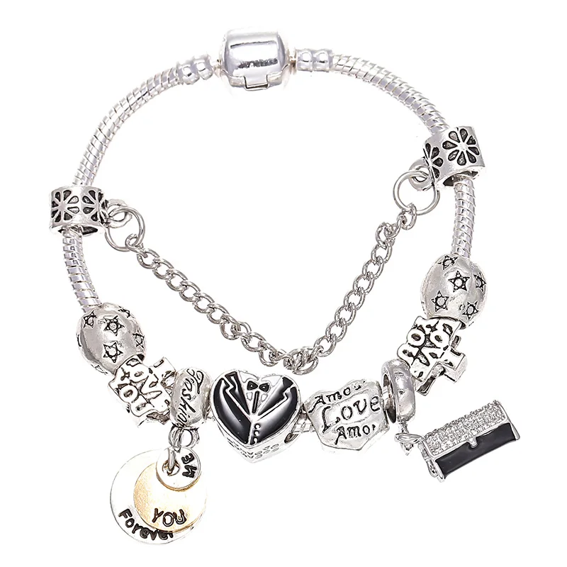 Boosbiy европейский модный шарм браслеты для женщин Дети Подарок Кристалл бусины в форме сердца брендовые браслеты ювелирные изделия BBA230