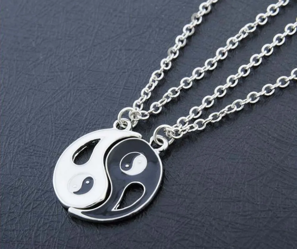 Модные ожерелья Восьмигранные черно белые Подвески Yin Yang для влюбленных пар