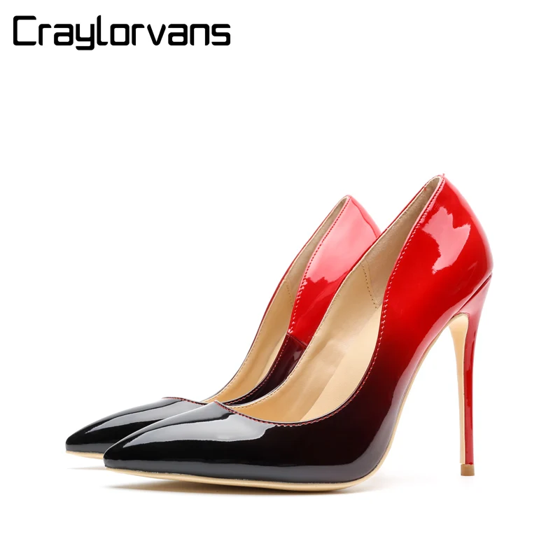 Craylorvans/классические красные и черные двухцветные туфли на высоком каблуке