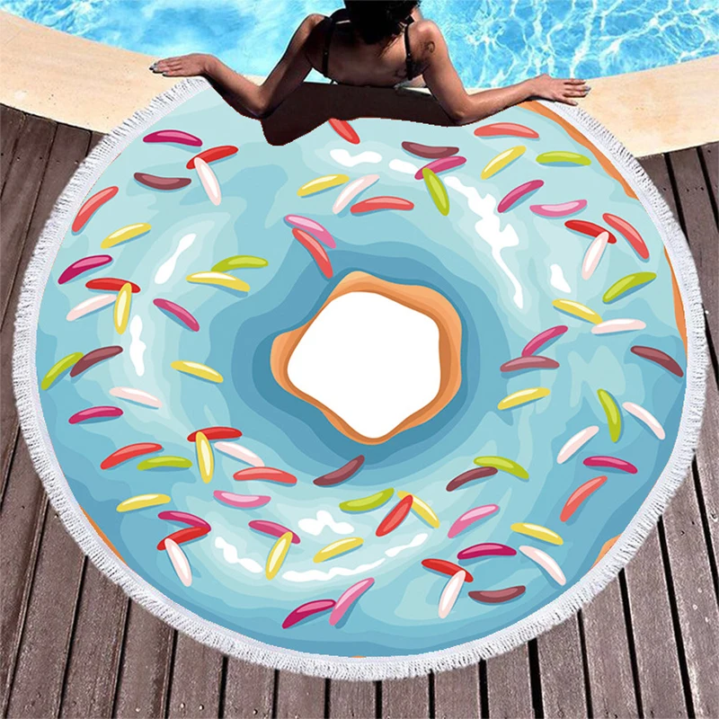 Doughnut ice cream Beach towel orange Swimming Bath Towel Yoga Blanket Tapestry Mat Decor towels blue red pink yellow |