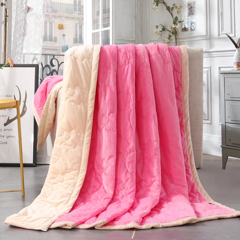 Modern Style Is Pink And Solid Quilted Three Layers With Cotton Quilting Home Textile Air/Sofa/Bedding Throws Flannel Blanket | Дом и сад