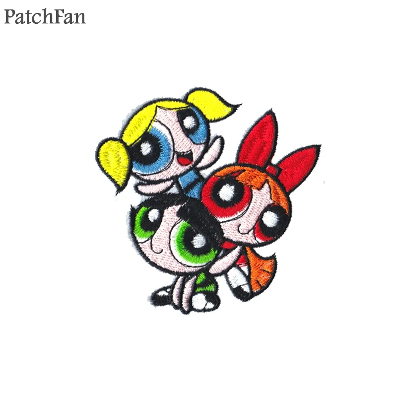 Patchfan The Powerpuff девушки вышитые железные нашивки значки лоскутное шитье куртка с аппликацией рюкзак значки-наклейки A1470