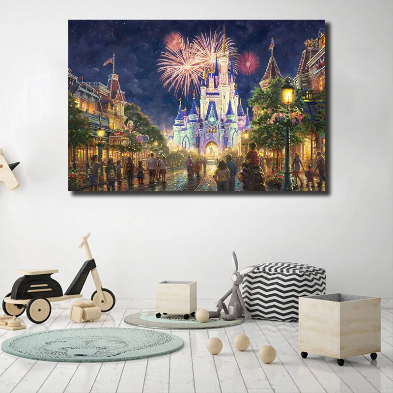Главная улица США Томас Kinkade холст картина печать спальня домашний декор Современное украшение на стену, живопись маслом Плакат Картина рамки