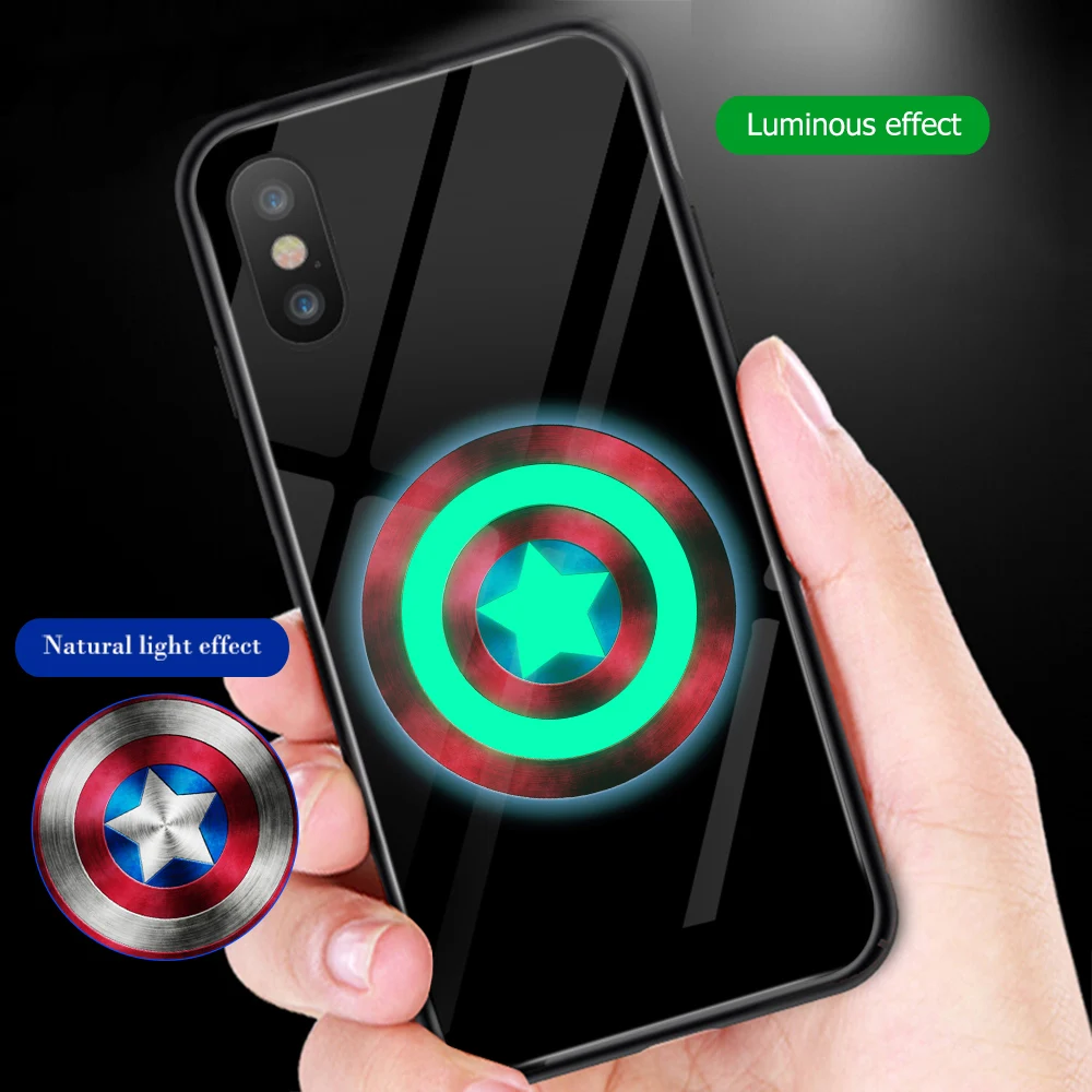 Ciciber Marvel Бэтмен Железный человек логотип световая крышка чехол для iPhone 11 Pro Max 7 8 6 6s