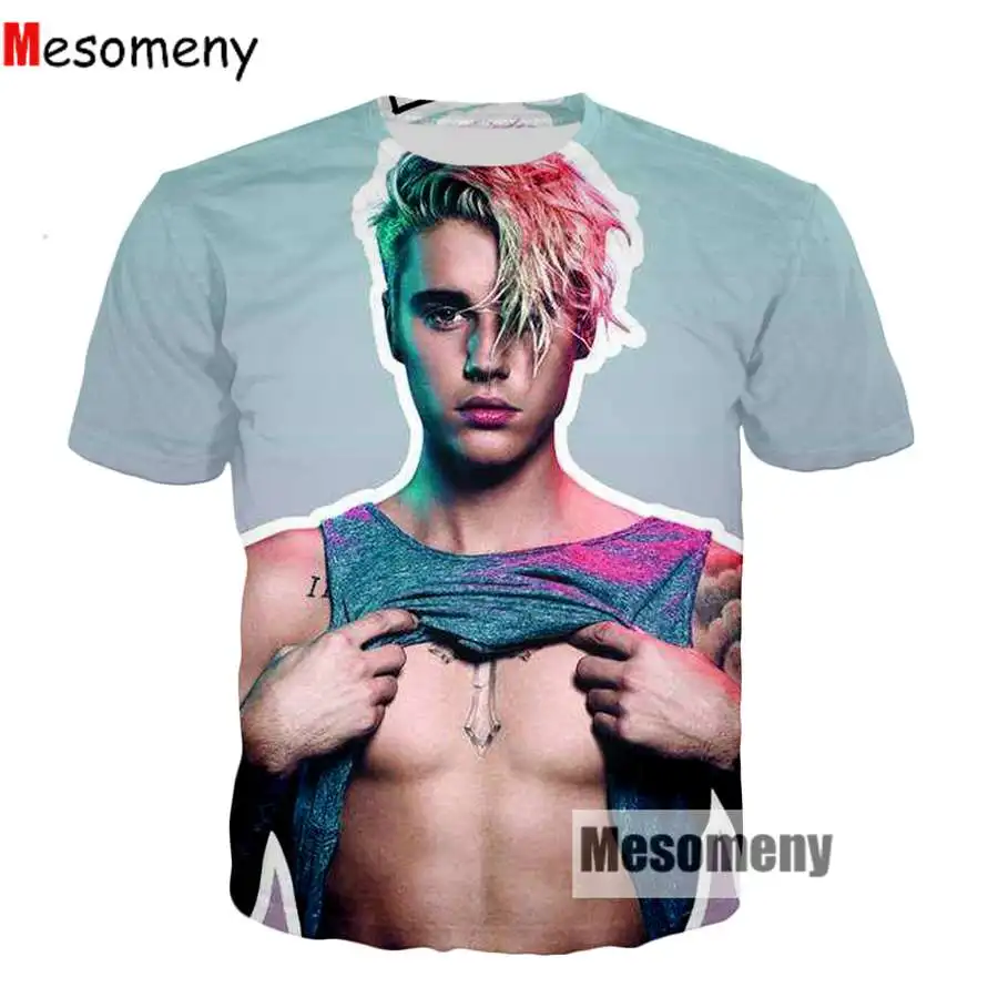 Мезо мужская y новая известная певица Мужская Женская футболка Halsey And Justine Bieber с 3d