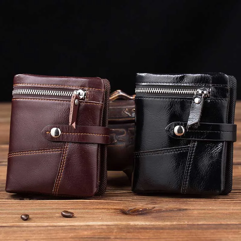 Top Retro Men's Leather Brand Luxury Wallet Short Paragraph Casual Slim Handsome Credit Card Photo Position Purse | Багаж и сумки