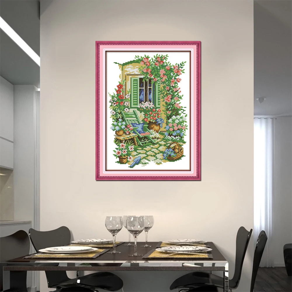 Joy Sunday Garden corner рукоделие DIY наборы для вышивания крестиком наборы для вышивания точные печатные узоры счетный крест-сшивание