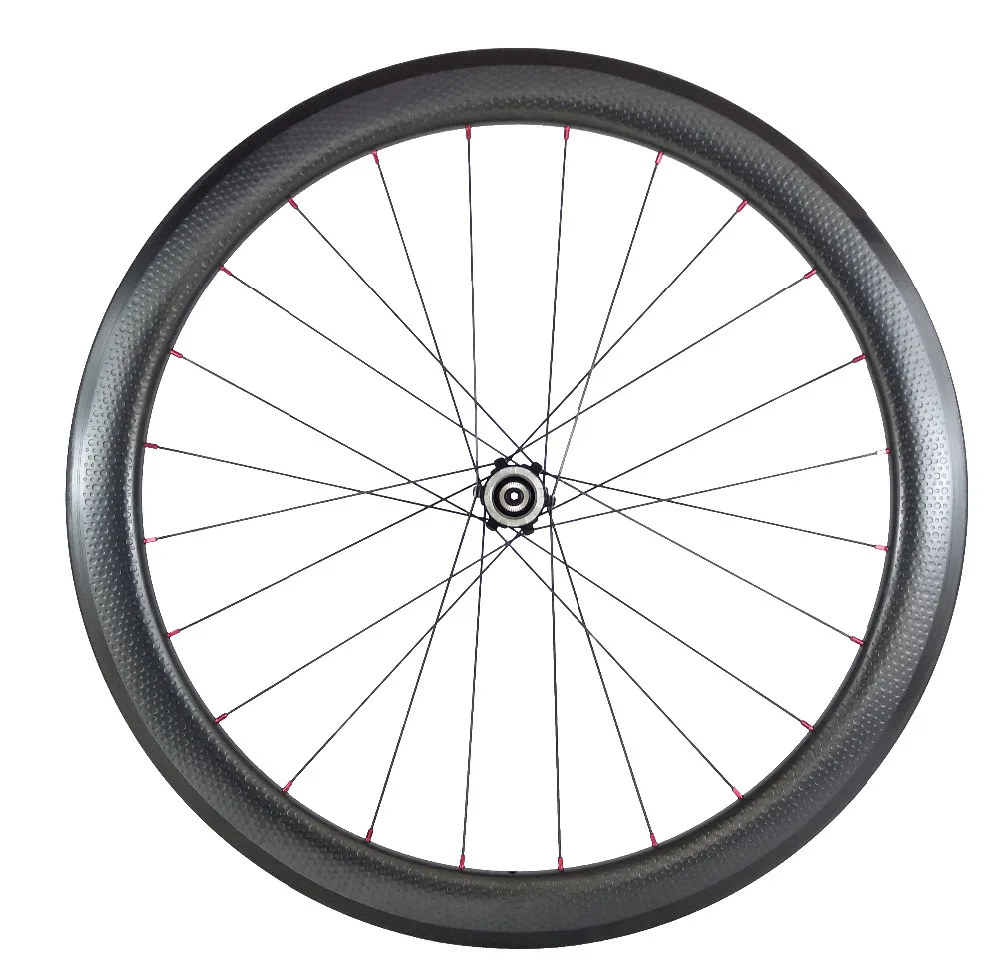 700c 50mm clincher road disc bike carbon dimple surface rear wheel U shape Powerway M32 straight pull hub X-TRA 1420 aero spokes | Спорт и