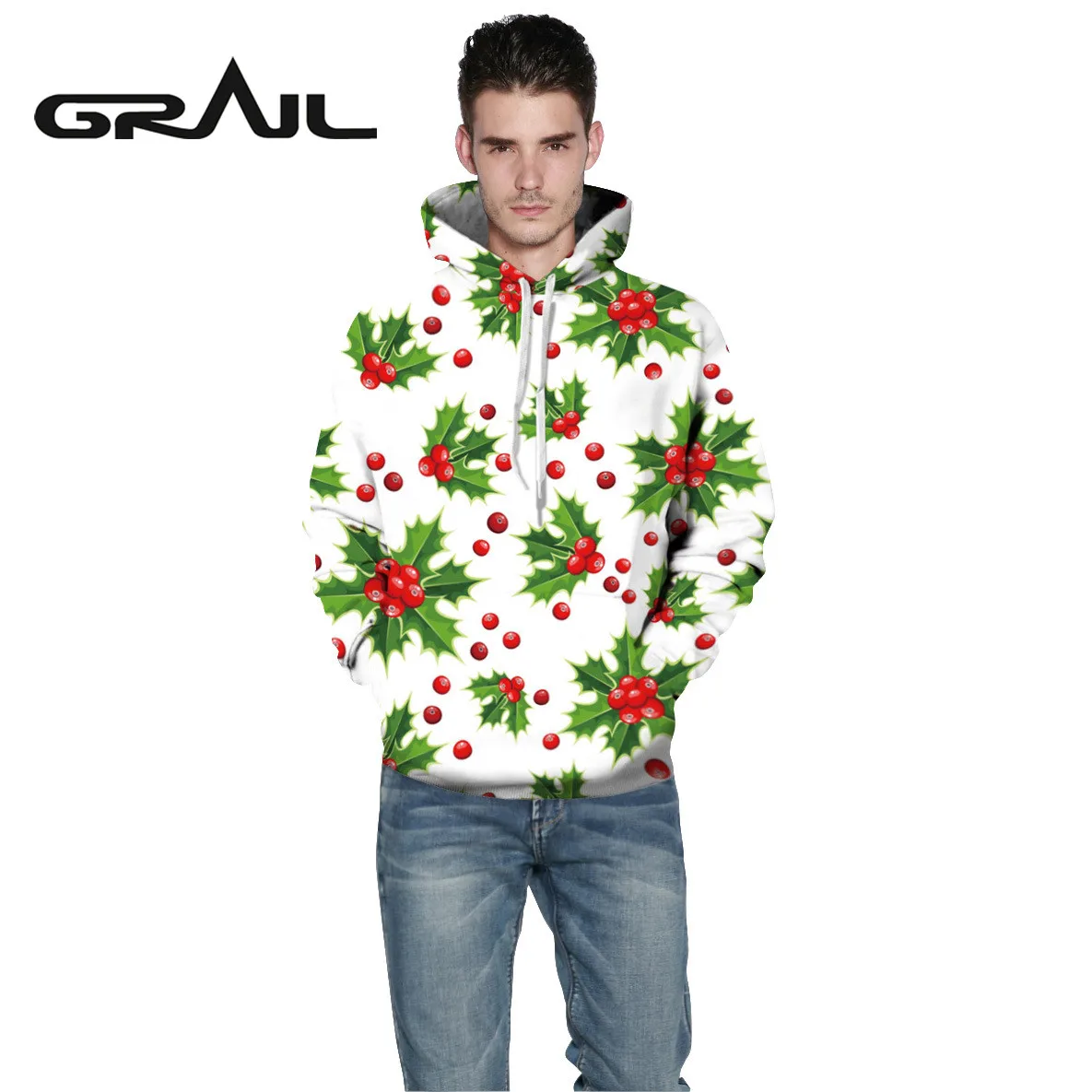 Buy 2017 New Arrvial Christmas Couple Hoodie Man Women Hooded Sweatshirt Thin Jacket Skateboarding Party Pullover QYDM174 on