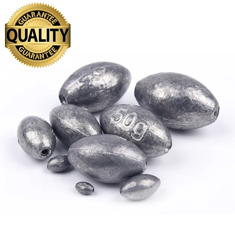 

Free Shipping Lead Fishing Sinker Olive Shape Pure Lead Fishing Sinker Weights All Size 1g 1.5g 2g 3g 4g 5g 6g 10g