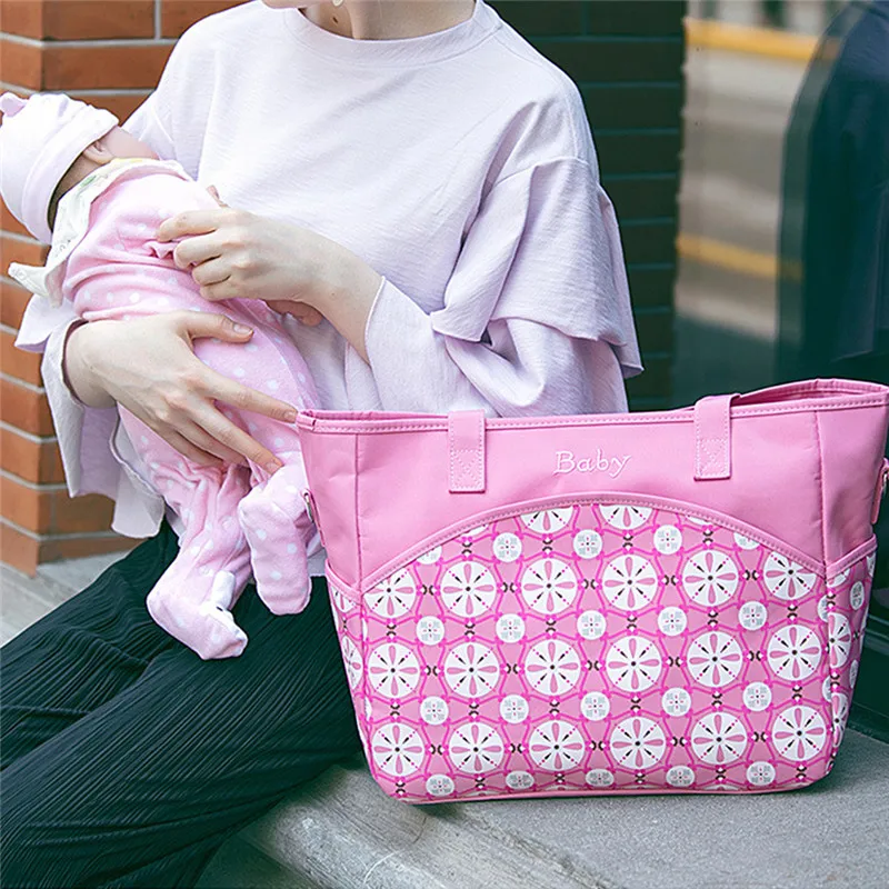 

Diaper Bag Large Totes Handbag With Changing Pad For Baby Black Nappy Bags Mother Shoulder Bag Baby Stroller Bags